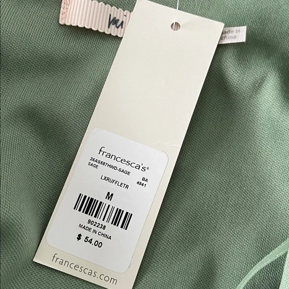 Francesca's Mi Ami green ruffle long-sleeve mini dress sage color Size Medium - Picture 9 of 16